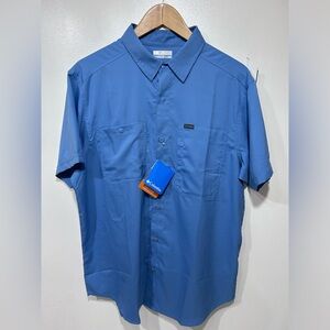 Columbia Men's Light Blue Silver Ridge Utility Lite‎ Short Sleeve Shirt Size M